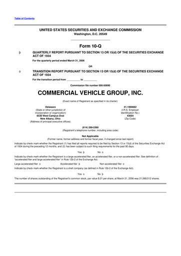 Vorschaubild Commercial Vehicle Group (CVG) 10-Q Quartalsbericht  