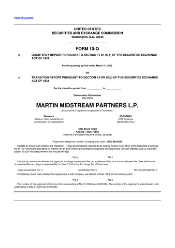 Thumbnail Martin Midstream Partners 10-Q Quarterly Report FY 