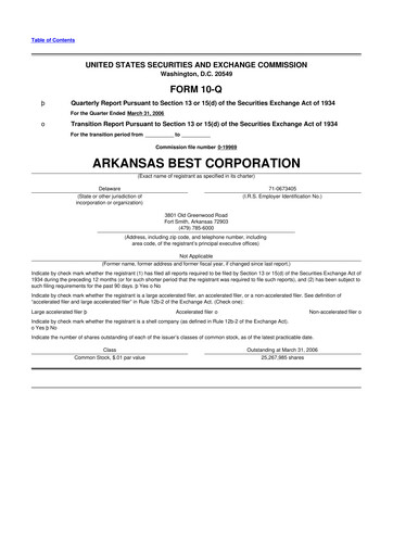 Thumbnail ArcBest 10-Q Quarterly Report FY 