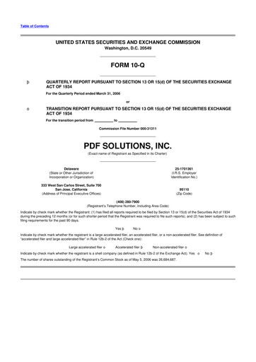 Thumbnail PDF Solutions 10-Q Quarterly Report FY 