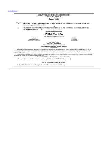 Thumbnail Intevac
 10-Q Quarterly Report FY 