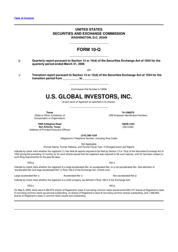 Thumbnail U.S. Global Investors 10-Q Quarterly Report FY 