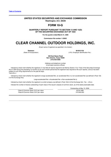 Thumbnail Clear Channel Outdoor
 10-Q Quarterly Report FY 