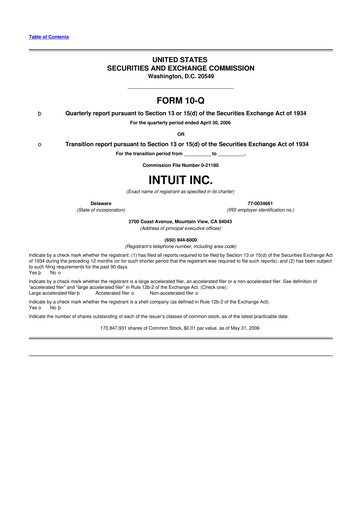 Miniature Intuit 10-Q Rapport trimestriel  