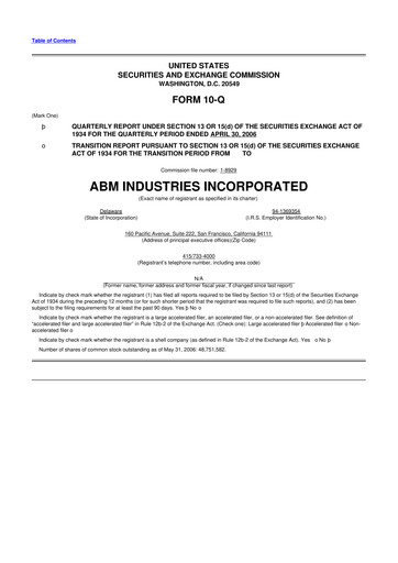 Thumbnail ABM Industries
 10-Q Quarterly Report FY 