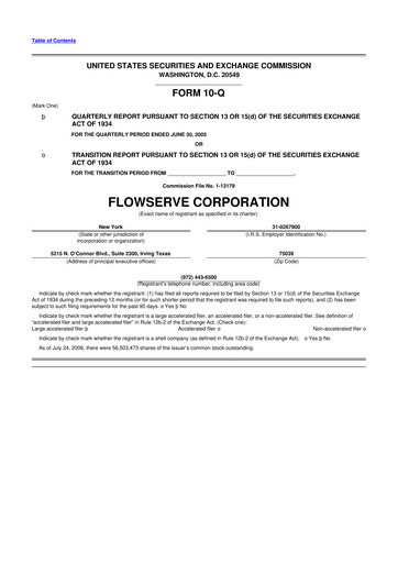 Thumbnail Flowserve
 10-Q Quarterly Report FY 