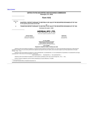 Thumbnail Herbalife 10-Q Quarterly Report FY 