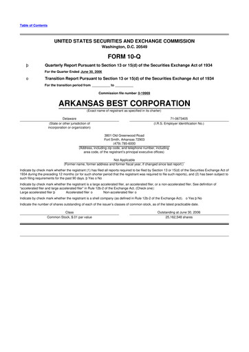 Thumbnail ArcBest 10-Q Quarterly Report FY 