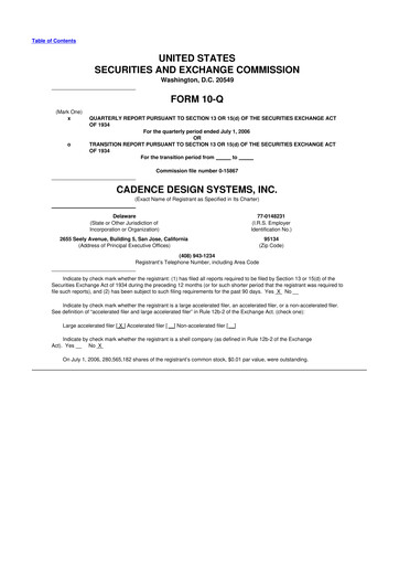 Thumbnail Cadence Design Systems 10-Q Quarterly Report FY 