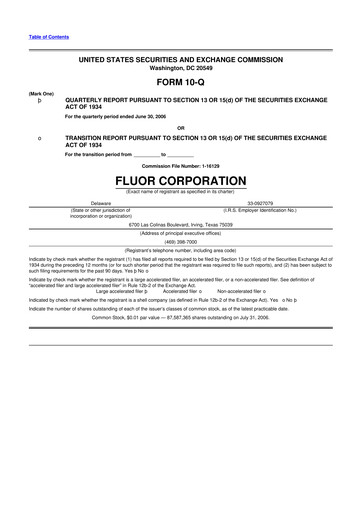 Thumbnail Fluor Corporation
 10-Q Quarterly Report FY 