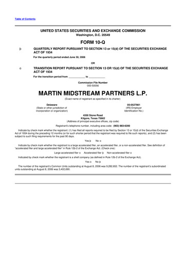 Thumbnail Martin Midstream Partners 10-Q Quarterly Report FY 