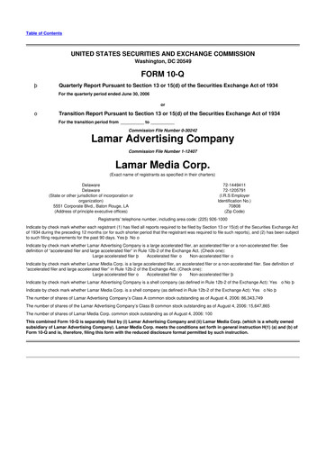 Thumbnail Lamar Advertising 10-Q Quarterly Report FY 