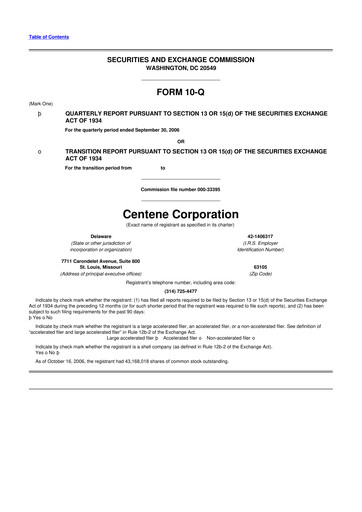 Miniature Centene 10-Q Rapport trimestriel  