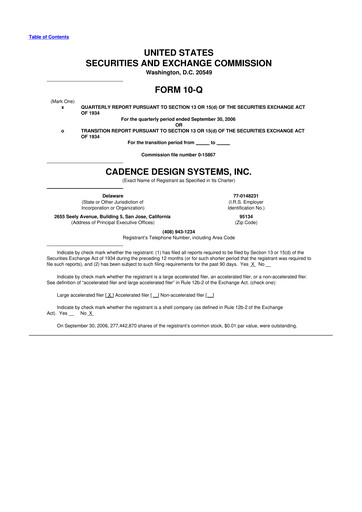 Thumbnail Cadence Design Systems 10-Q Quarterly Report FY 