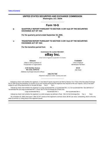 Thumbnail eBay 10-Q Quarterly Report FY 