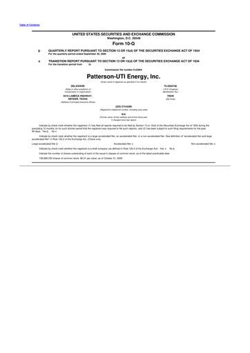 Thumbnail Patterson-UTI Energy 10-Q Quarterly Report FY 