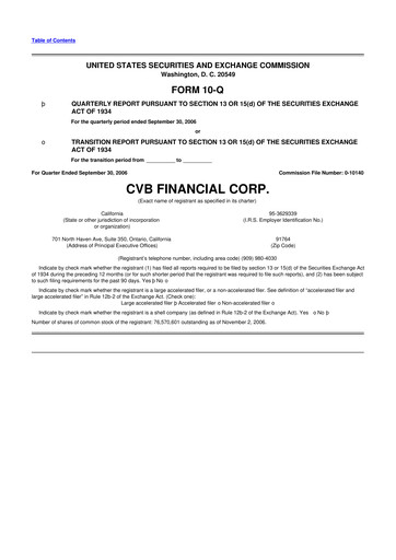 Thumbnail CVB Financial 10-Q Quarterly Report FY 