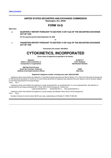 Thumbnail Cytokinetics
 10-Q Quarterly Report FY 
