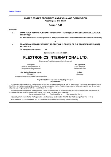 Miniature Flex 10-Q Rapport trimestriel  