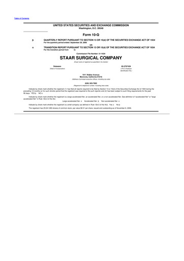 Thumbnail STAAR Surgical 10-Q Quarterly Report FY 
