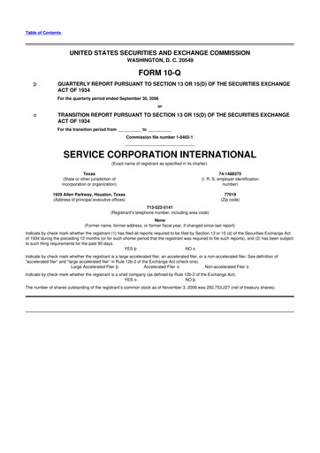 Miniature Service Corporation International
 10-Q Rapport trimestriel  