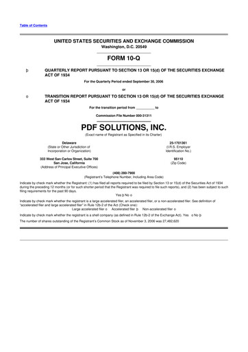 Thumbnail PDF Solutions 10-Q Quarterly Report FY 