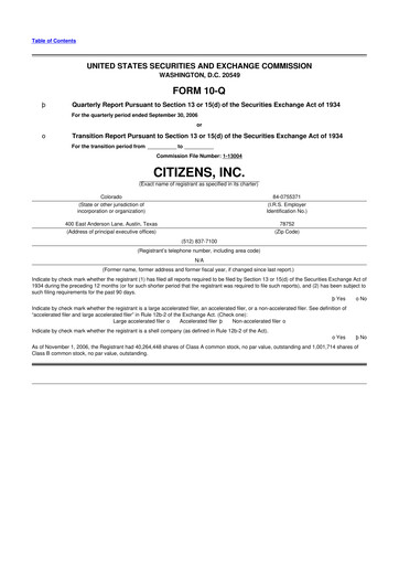Thumbnail Citizens Inc 10-Q Quarterly Report FY 