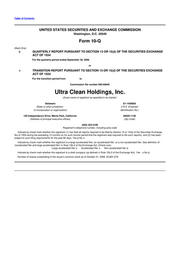 Vorschaubild UCT (Ultra Clean Holdings) 10-Q Quartalsbericht  