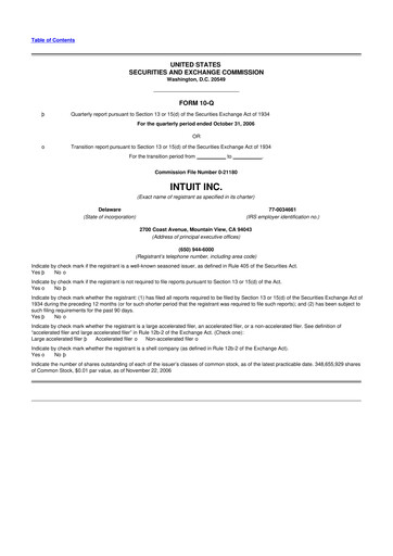 Miniature Intuit 10-Q Rapport trimestriel  
