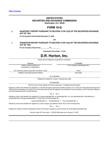 Thumbnail D. R. Horton
 10-Q Quarterly Report FY 