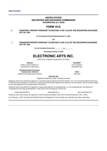 Thumbnail Electronic Arts 10-Q Quarterly Report FY 