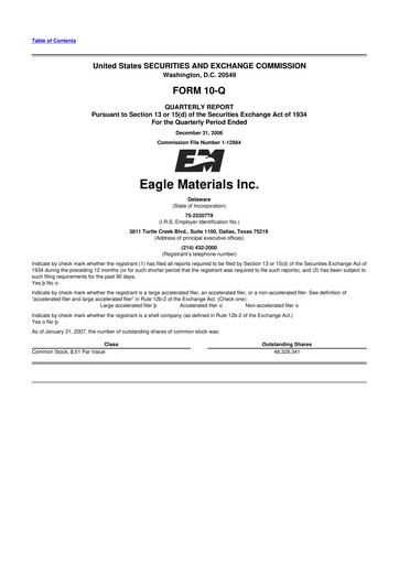 Thumbnail Eagle Materials
 10-Q Quarterly Report FY 