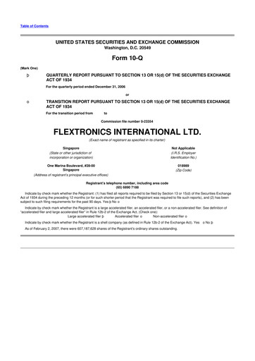 Miniature Flex 10-Q Rapport trimestriel  