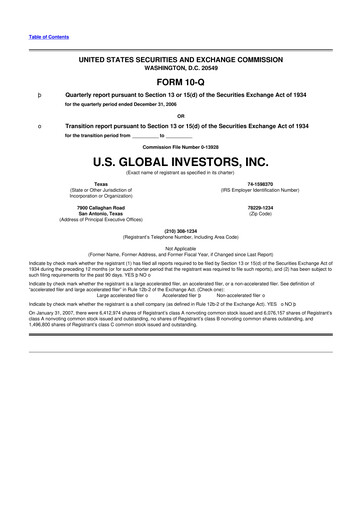 Thumbnail U.S. Global Investors 10-Q Quarterly Report FY 