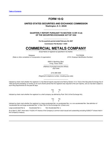 Thumbnail Commercial Metals Company 10-Q Quarterly Report FY 
