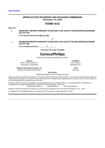 Thumbnail ConocoPhillips 10-Q Quarterly Report FY 