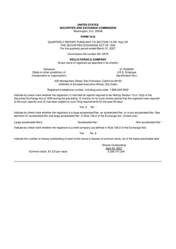 Vorschaubild Wells Fargo 10-Q Quartalsbericht  