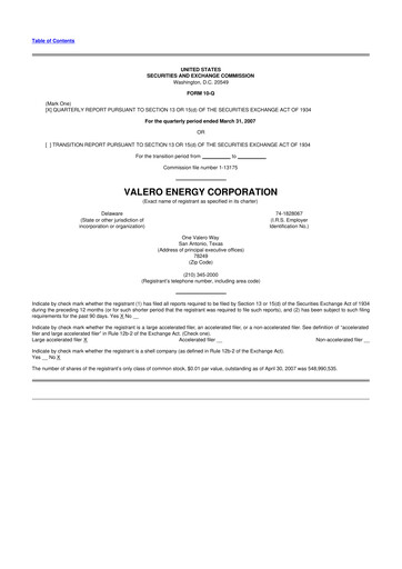 Vorschaubild Valero Energy 10-Q Quartalsbericht  