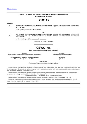 Thumbnail CEVA
 10-Q Quarterly Report FY 