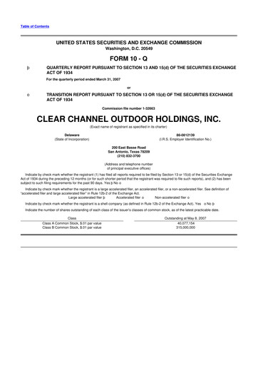 Thumbnail Clear Channel Outdoor
 10-Q Quarterly Report FY 
