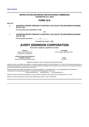 Miniature Avery Dennison
 10-Q Rapport trimestriel  