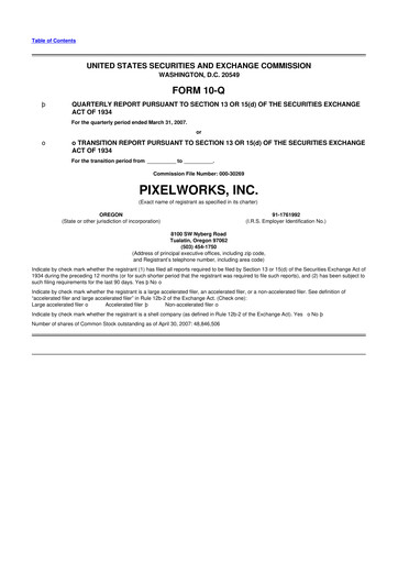 Miniature Pixelworks 10-Q Rapport trimestriel  