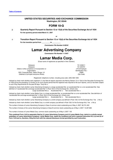 Thumbnail Lamar Advertising 10-Q Quarterly Report FY 