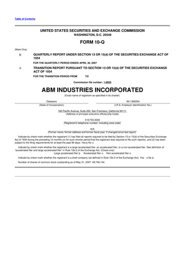 Thumbnail ABM Industries
 10-Q Quarterly Report FY 