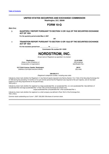 Thumbnail Nordstrom 10-Q Quarterly Report FY 