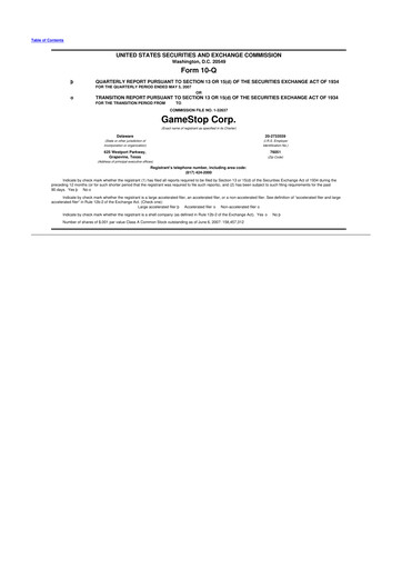 Miniature GameStop
 10-Q Rapport trimestriel  