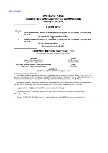 Thumbnail Cadence Design Systems 10-Q Quarterly Report FY 