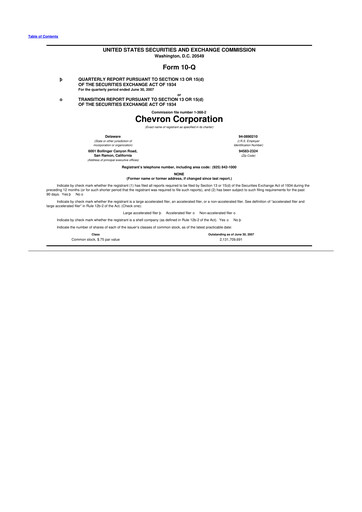 Thumbnail Chevron 10-Q Quarterly Report FY 