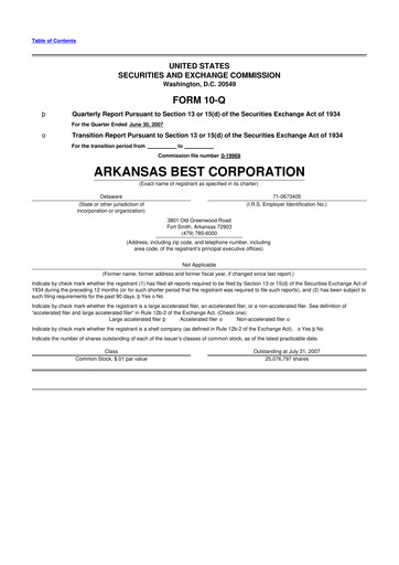 Thumbnail ArcBest 10-Q Quarterly Report FY 