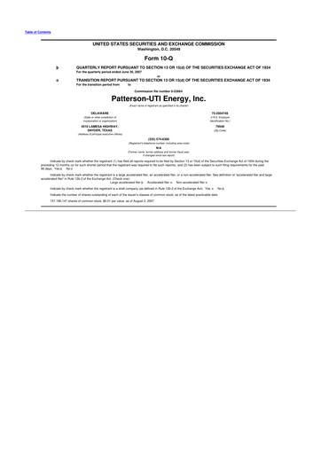 Thumbnail Patterson-UTI Energy 10-Q Quarterly Report FY 